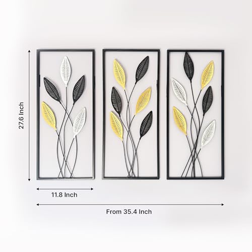Large Framed Tree of Life Metal Wall Art Set of 3 – Modern Minimalist Black Metal Wall Decor for Living Room, Bedroom & Office – Luxury Accent Wall Panels for Above Bed (Each Panel 11.8 x 27.5 In)