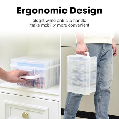 ALINK Photo Storage Box 5 x 7 In Photo Case, 10 Inner Large Photo Keeper, Clear Photo Storage Container, Seed Craft Cards Pictures Organizer, Plastic Office Organizer with 1 Label Sticker - size: 5" X 7"
