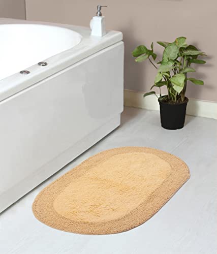 Home Weavers Double Ruffle Collection 100% Cotton Bathroom Rugs Set, Washable Rug, Extra Soft and Absorbent Bath Rug, Kitchen Mat, Bath Mat Set, Bath Floor Mat Non Slip, 21"x34" Rectangle, Yellow - color: Yellow, size: 1'9" x 2'10" (Oval)