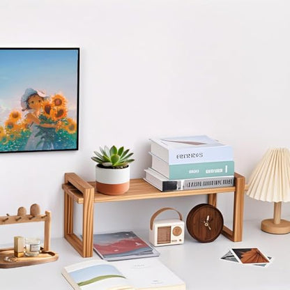 Adjustable Wooden Bookends for Shelves, Rustic Desktop Book Organizer | Adjustable wooden bookends that organize books beautifully while adding natural style to any home or office.