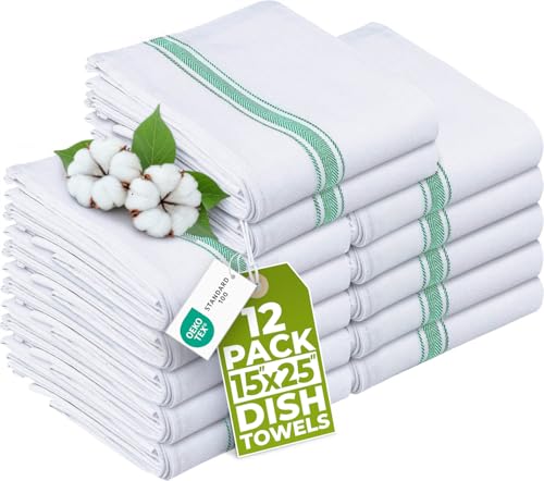 Utopia Towels Green Dish Towels [12 Pack - 15 x 25 Inches] 100% Ring Spun Cotton Highly Absorbent & Reusable Cleaning Bar, Tea, Kitchen and Dishcloths Set - 200 GSM | Highly Absorbent & Reusable Cleaning Bar, Tea, Kitchen and Dishcloths Set - 200 GSM - co