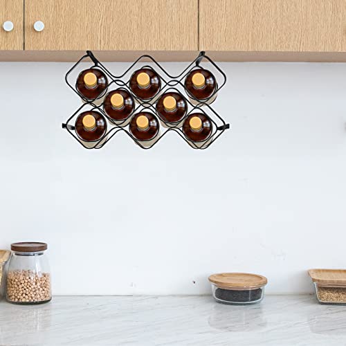 10-Bottle Metal Lattice Wine Rack, Wall Mountable & Freestanding Tabletop Holder for Home, Kitchen, or Bar, Black
