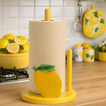 Lemon Paper Towel Holder 3D Lemon Kitchen Decor Countertop Toilet Paper Towel Stand 12.5 Inch Yellow Resin Decorative Funny Housewarming Gifts for Women Farmhouse, Home Decor - style: Lemon