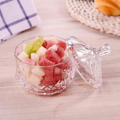 Colorful Crystal Glass Candy Snack Barrel Storage Jar Embossed Luxury Cookie Buffet Canister With Lids Jewelry Box Jar Biscuit Containers(Clear) - color: Treasure Box-Clear