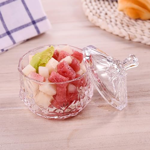 Colorful Crystal Glass Candy Snack Barrel Storage Jar Embossed Luxury Cookie Buffet Canister With Lids Jewelry Box Jar Biscuit Containers(Clear) - color: Treasure Box-Clear