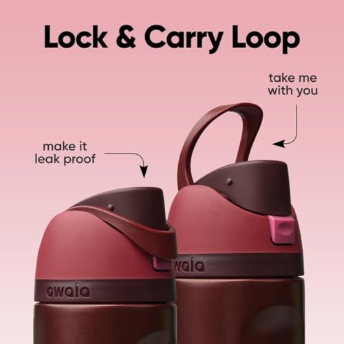 Owala FreeSip Stainless Steel Water Bottle 24 oz Black Cherry - color: Black Cherry, size: 24 Ounces