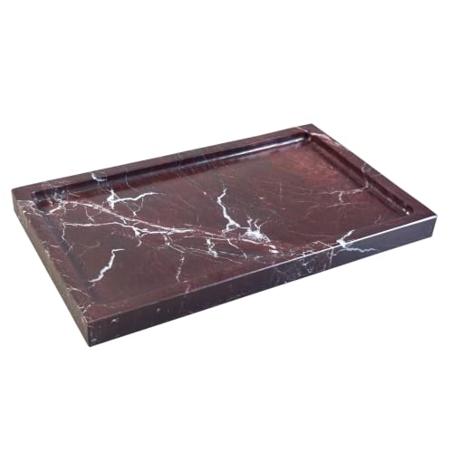 Natural Red Marble Vanity Tray, 9.8"x5.9" | Rosso Levanto, Genuine Marble Tray for Bathroom/Kitchen/Dresser - color: Marble Tray- Rosso