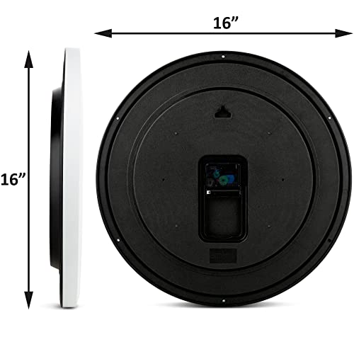 Bernhard Products White Wall Clocks, 2 Pack Silent Non Ticking - 16 Inch Extra Large Quality Quartz Battery Operated Round Easy to Read Home/Office/Business/Kitchen/Classroom/School Clock, Black Hands - color: White, size: 16 Inch - 2 Clocks