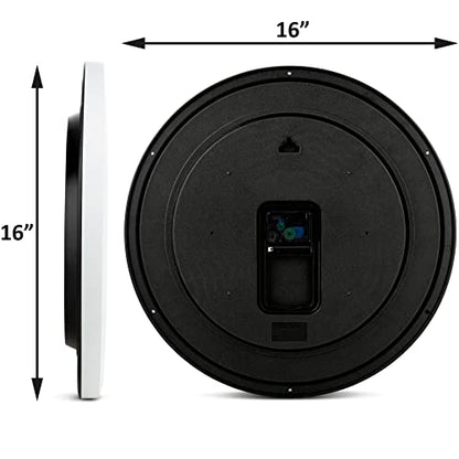 Bernhard Products White Wall Clocks, 2 Pack Silent Non Ticking - 16 Inch Extra Large Quality Quartz Battery Operated Round Easy to Read Home/Office/Business/Kitchen/Classroom/School Clock, Black Hands - color: White, size: 16 Inch - 2 Clocks