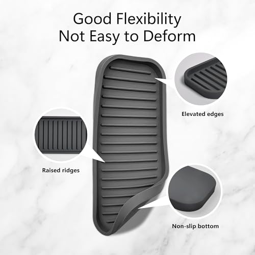 Mofason Silicone Sponge Holder - Kitchen Soap Tray soap Holder 2 Pack Gray | Tray for soap and sponge, kitchen sink tray, accessories to clean sink, silicone sponge tray, sink tray, dish brush holder - color: Gray