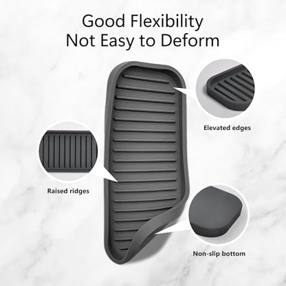 Mofason Silicone Sponge Holder - Kitchen Soap Tray soap Holder 2 Pack Gray | Tray for soap and sponge, kitchen sink tray, accessories to clean sink, silicone sponge tray, sink tray, dish brush holder - color: Gray