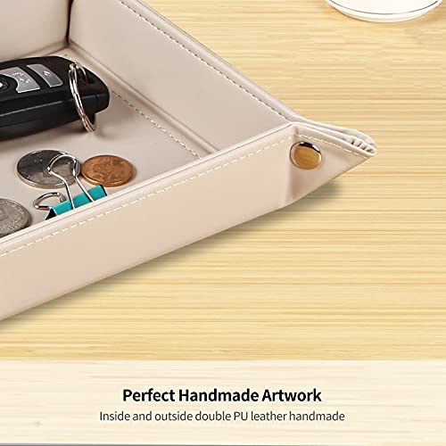 YAPISHI Key Dish Bowl for Men, Entryway Catchall Holder Bedside Table Valet Tray for Pocket Stuff, PU Leather Nightstand Organizer for Dice/Coins/Wallet/Watch/Rings/Sunglasses, Dresser/Coffee Table | Valet Tray for Men,Nightstand, Dresser,Desk,Entryway an