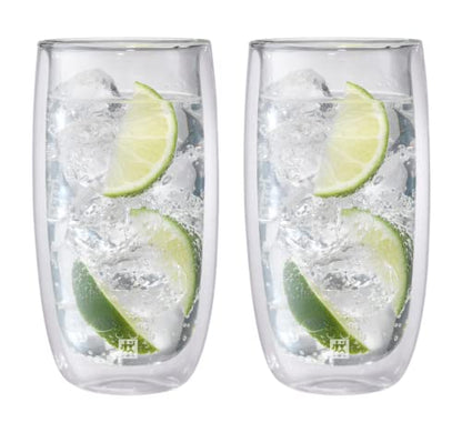 Zwilling J.A. Henckels 39500-120 Double Wall Glasses, 16.5 fl oz (470 ml), Set of 2, Tumbler, Highball, Heat Resistant, Double Wall Construction, Cup - color: Transparent, size: 470ml Tumbler (Set of 2)