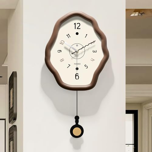 Silent Wall Clock - Large Wood Analog, 11.8"*23.6" Battery Operated Rustic Modern Farmhouse Clock for Bedroom, Living Room, Office Decor Brown - color: Brown, size: Small