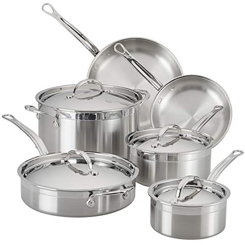 Hestan - ProBond Collection - Professional Clad Stainless Steel 10-Piece Ultimate Cookware Set, Induction Cooktop Compatible - style: 10 Piece