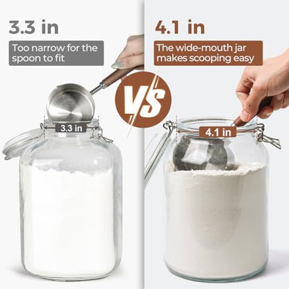 ComSaf Large Glass Jars with Airtight Lids 1.1 Gallon 2 Pack Wide Mouth | Flour sugar rice, Kombucha kimchi, Sourdough pickling, Pantry organization, Pickling fermenting, Cabinet organization - size: 138oz*2
