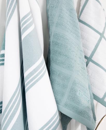 All-Clad Dual-Purpose Kitchen Towels: Highly Absorbent, Super Soft Long Lasting - 100% Cotton, 17"x30" Dish Towels for Cleaning & Drying Dishes, Pans, Glassware, or Countertops, (3-Pack), Rainfall - color: Rainfall