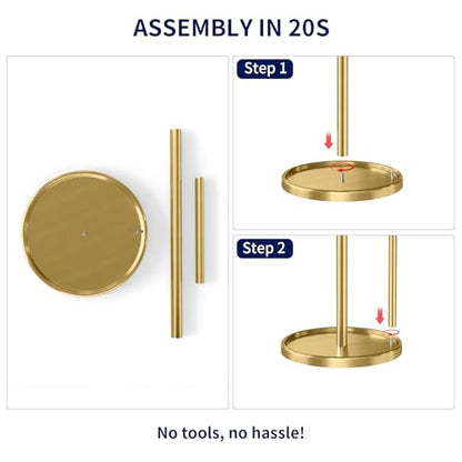 Jesginboo Paper Towel Holder Countertop, Gold Kitchen Paper Towels Holder, Paper Roll Holder with Weighted Base - color: Gold
