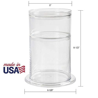 STORi Bella Stackable Clear Plastic Hair Accessory Organizer Set | Round Headband and Hairbrush Holder Stacks on The Storage Containers with Tray Lid | Made in USA - style: Headband Holder w/ Compartment