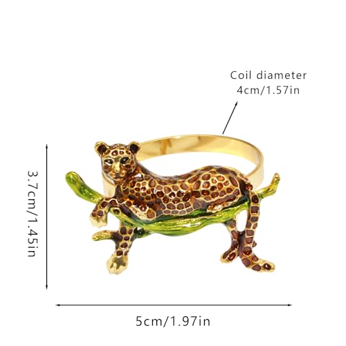 Set of 4 Napkin Rings Leopard Napkin Ring Animal Napkin Rings Metal Napkin Holders Animal Serviette Buckles for Easter Dinner Table Decorations