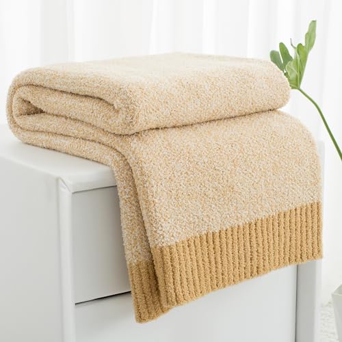 Carriediosa Heather Throw Blanket 50x60, 400GSM Ultra Soft Microfiber | Yolk Yellow, Fuzzy Fluffy Cozy Plush Knit Knitted Throws, Lightweight Cute Preppy Fall Blankets for Couch, Bed - color: Heather - Yolk Yellow, size: 50" X 60"