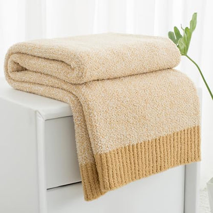 Carriediosa Heather Throw Blanket 50x60, 400GSM Ultra Soft Microfiber | Yolk Yellow, Fuzzy Fluffy Cozy Plush Knit Knitted Throws, Lightweight Cute Preppy Fall Blankets for Couch, Bed - color: Heather - Yolk Yellow, size: 50" X 60"