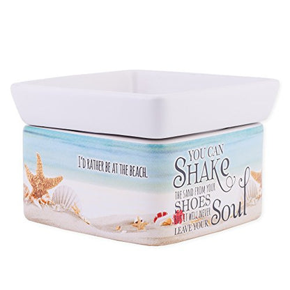 Shake Sand from Shoes Beach and Ocean Stoneware Electric 2-in-1 Jar Candle and Wax Tart Oil Warmer