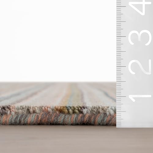 Dash & Albert Brindle Clay Striped Hand Loom Knotted Wool Rug, 9'6"x13'6" | Stripe Hand Loom Knotted Wool Rug, 9.5' X 13.5', Clay Striped Pattern - color: Clay, size: 9'6" x 13'6" (Rectangular)