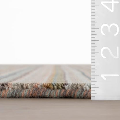 Dash & Albert Brindle Clay Striped Hand Loom Knotted Wool Rug, 9'6"x13'6" | Stripe Hand Loom Knotted Wool Rug, 9.5' X 13.5', Clay Striped Pattern - color: Clay, size: 9'6" x 13'6" (Rectangular)