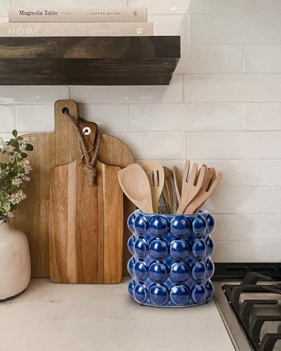 5 Inch Ceramic Planter Pot for Indoor Plants without Drainage Hole Bubble Flower Planter Hobnail Plant Pot Garden Planter Blue Succulent Plant Pot Utensil Holder - color: Blue # 5 Inch