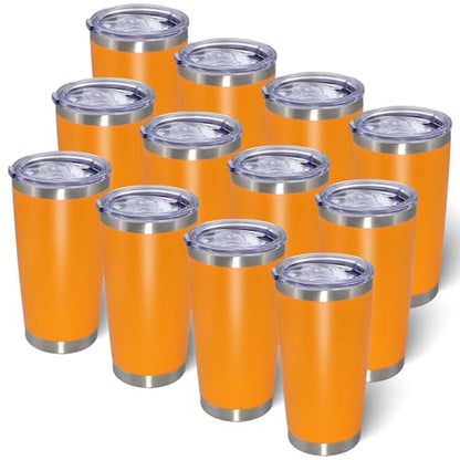 20oz Tumbler with Lid Stainless Steel Tumblers Insulated Mug Orange 12P - color: Orange