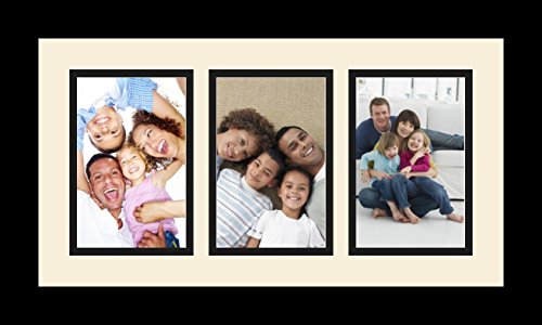 ArtToFrames Collage Photo Frame Single Mat with 3-4x6 Openings with Satin Black Frame and Black mat. - color: 3 - 4x6 - (2158), size: Black