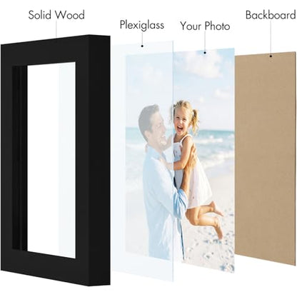 Vittanly Solid Wood 4x6 Picture Frames Set of 4, Black | 4x6 picture frame, Gallery Wall Frame Set, 4 x 6 Frame for Wall & Tabletop Display, Family, Pet, Christmas - color: Black, size: 4x6