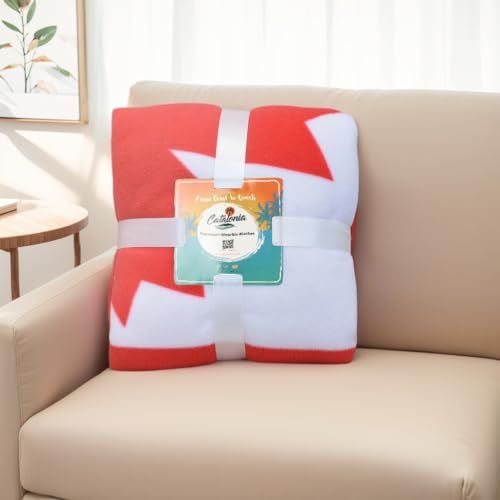 Catalonia Sherpa Fleece Blanket,Canada National Flag Maple Leaf Print Patriotic Plush Super Soft Warm Reversible Polar Throws for Couch Bed 60” x 50” - color: Canada Flag