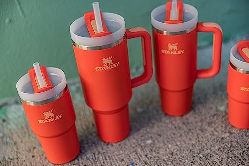 STANLEY Quencher H2.0 Flow State Tumbler, 14 oz, Tigerlily | Straw and 3-Position Lid | Cup Holder Compatible for Travel | Insulated Stainless Steel Cup | BPA-Free - color: Tigerlily, style: Classic