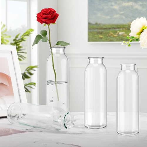 12 Pcs Glass Bud Vases Bulk, Small Glass Vases, Clear | Mini Flower Vases, Clear Vases for Flowers, Decorative Glass Bottles for Wedding Reception, Dining Table, Home Decor