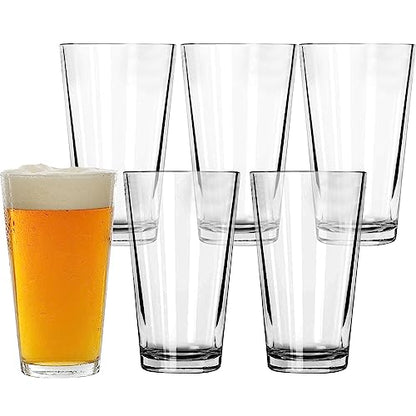 Pint Glasses Set of 6 - 16 oz Drinking Glasses Made for Cold Beverages - 16 oz Mixing Glass & Highball Set of 6 for Homes, Pubs & More - Freezer & Dishwasher-Friendly Cocktail Glasses, PARNOO - size: 6 Pack