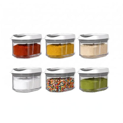 Felli Shake N Stor Baking Canister with Shaker Lid + Pour Spout + Leveler ALL IN ONE Storage Container Pantry Kitchen Organizer Spice Jars Parmesan Powder Dispenser Bottles (0.13qt, 6PC Set) - color: 0.13qt, 6PC Set