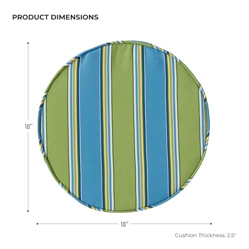 Greendale Home Fashions Set of 2 Outdoor 18 inch Round Patio Dining Chair Pads – Comfortable Fiber-Filled Seat Cushions with Ties, Reversible Polyester Fabric, Cayman Stripe - color: Cayman Stripe