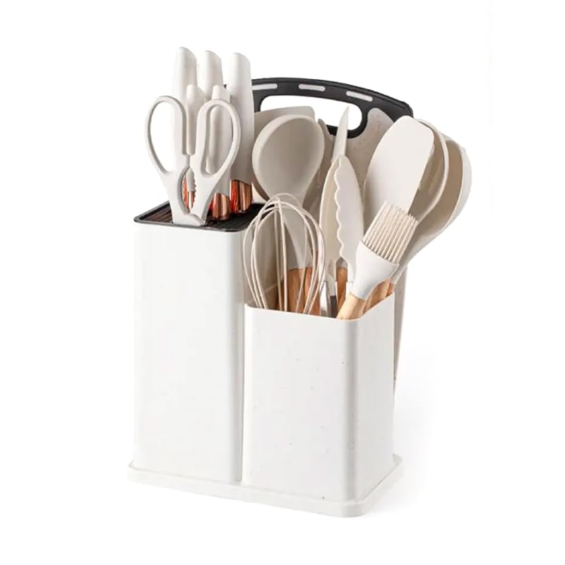 Kitchen Utensil Set with Holder – 19-Piece Silicone Cooking Tools with Stand | Heat Resistant, Non-Stick, BPA-Free | Cooking Utensils for Home & Professional Use