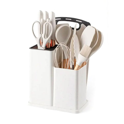 Kitchen Utensil Set with Holder – 19-Piece Silicone Cooking Tools with Stand | Heat Resistant, Non-Stick, BPA-Free | Cooking Utensils for Home & Professional Use