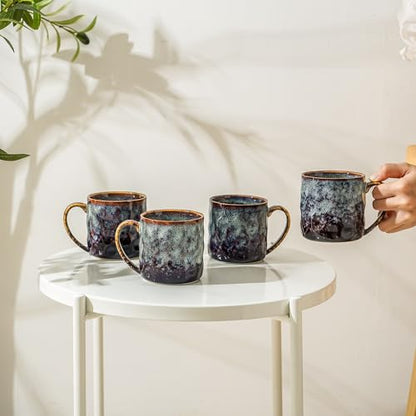 Ceramic Coffee Mugs - 12 Ounces Ceramic Mugs - Tea Cups with Handle - Funny Cappuccino Cups - Dishwasher Safe, Set of 4 - color: Speckled Black Purple