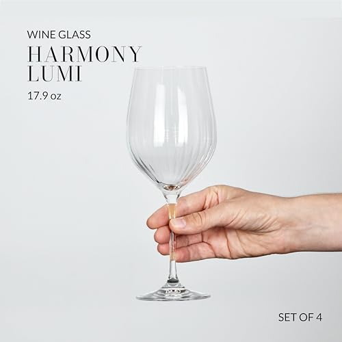 KROSNO Red Wine Glasses Set of 4, 15.2 oz, Lumi Collection | Wine Tumbler with Stem, Lead-Free Crystal Glassware, Drinking Glasses, Riedel Cups, Home & Restaurant, Dishwasher Safe - style: Chic