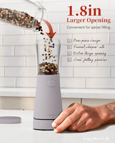 Electric Salt and Pepper Grinder Set with Storage Base, Stainless Steel Rechargeable Salt and Pepper Grinder Set with 4.5 oz Large Capacity, 1.8" Wide Mouth, Adjustable Coarseness, Ideal for Kitchen - color: Lavender
