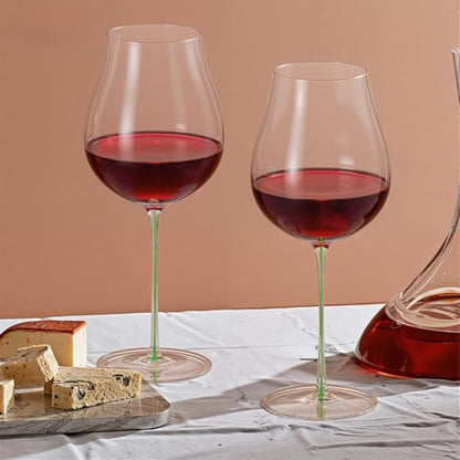 KAMMAK Crystal Red Wine Glasses Set of 2, 24.35 oz Stemmed Glasses, XY014 | Hand Blown, Bordeaux Wine Glasses, Thin Rim & Long Stem, Red & White, Daily Use, Wedding or Birthday Gift for Women - size: 8KPDSXY014