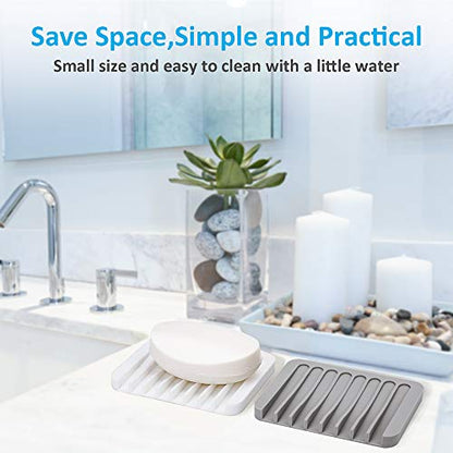 4PCS White Silicone Self-Draining Soap Holders for Shower, Bathroom - color: White