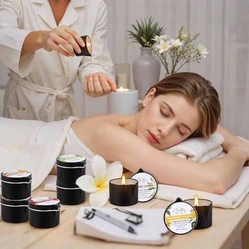 12-Pack Massage Candle Set - Low Temperature Soy Wax Melts into Silky Smooth Massage Oil, 1oz Aromatherapy Candles for Couples, Home Spa, Relaxation & Romantic Gifts (12 Scents) - color: 12Pack-Massage