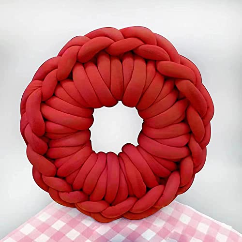 Arm Knitting Yarn for Chunky Yarn Giant Tubular Crochet Making Blanket DIY,Hand Knitting Braided Knot Throw Washable Tube Bulky for Weave Craft Crochet (Red,0.55lb)