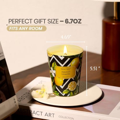 HomeLights Large jar Candle | 1-Wick Long-Lasting Scented Candles, 6.7oz Natural Soy Wax Candle for Home Scented, Eclectic Mixed Styles Gifts for Women & Men, Amalfi Lemon - color: Amalfi Lemon