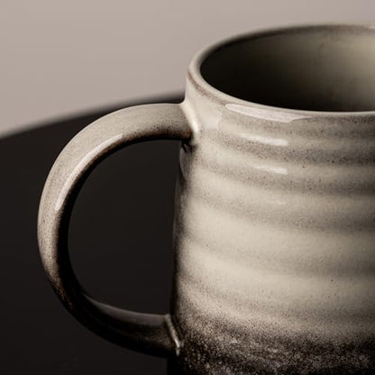 15.5oz Large Heavyweight Ceramic Mug, Reactive (Grey-Black) | 15.5oz Medium-Large, Heavy Weighted Stoneware, Reactive Transmutation Glaze, Microwave & Dishwasher Safe, Gift Box - color: Grey Black